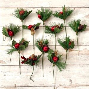 Faux Artificial Flower Picks Holiday Decor 12ct Crafts Decorations Christmas